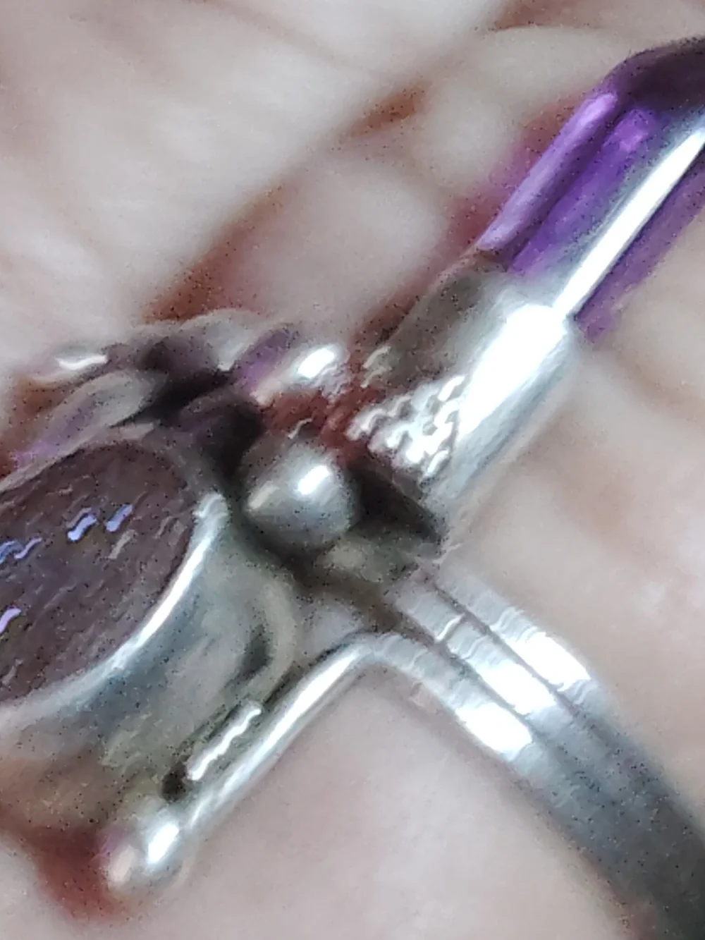 HANDCRAFTED STERLING RING. SZ-11/AMETHYST POINT. SIZE 11